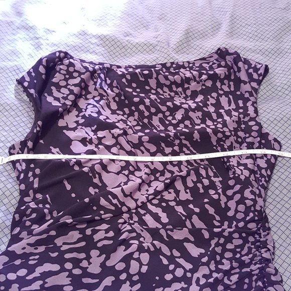 2/$20 Drape Neck Sheath Dress Black Purple 8 Petite, Abstract Print - Picture 7 of 16